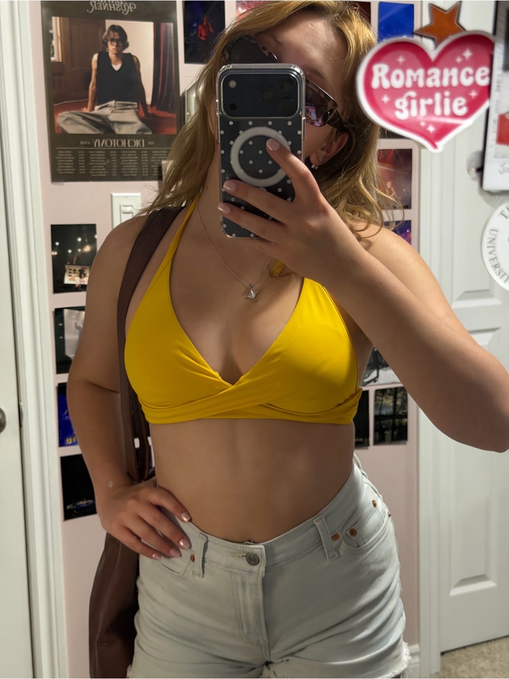 La Vie En Rose Yellow Wrap Triangle Bikini Top